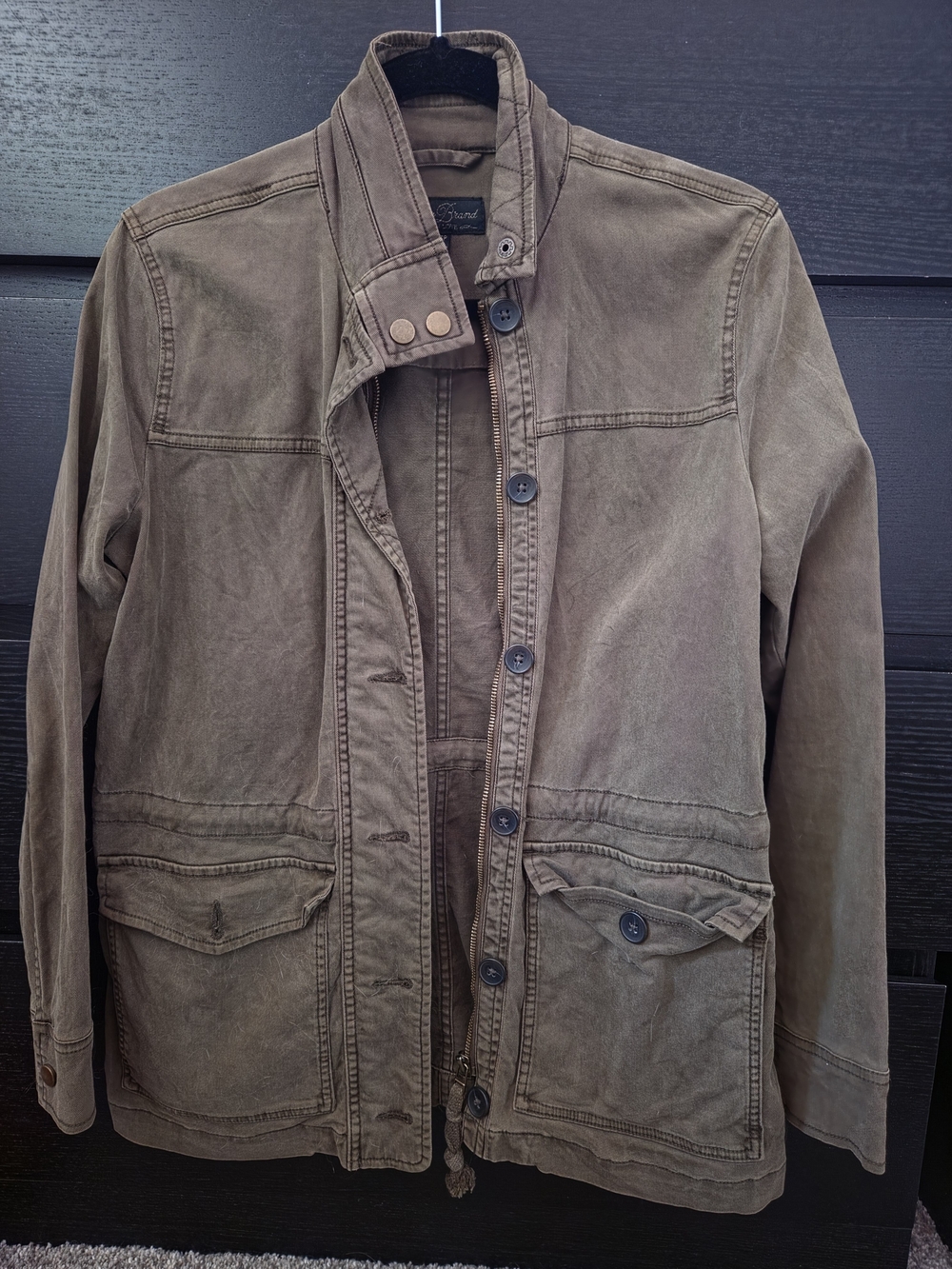 Lucky Brand Women's Olive Field Jacket with Button Front